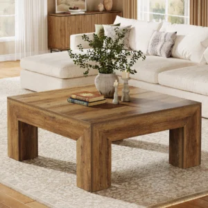 39.4-Inch Square Coffee Farmhouse Table