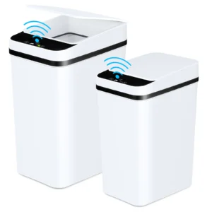 2 Pack 12L & 18L Bathroom Automatic Trash Can Touchless Motion Sensor Garbage Can White