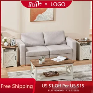 Farmhouse Style 3-Piece Living Room Furniture Set - Coffee Table with 2 End Tables