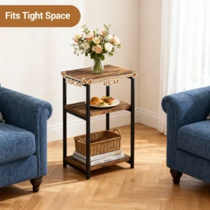 3-Tier End Table with Storage Shelves