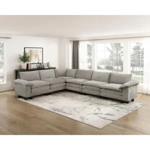 6-Piece Modular Sectional Sofa Set in Plush Chenille
