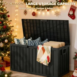 75 Gallon Resin Outdoor Storage Waterproof Deck Box