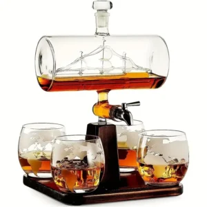 44 oz decanter and 4 10 oz glass cups